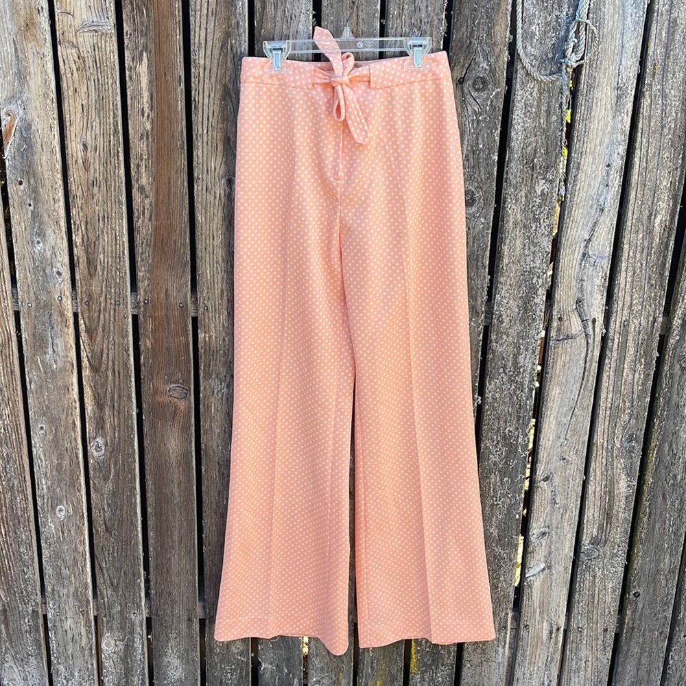 Vintage Peach Polka Dot Wide Leg Pants